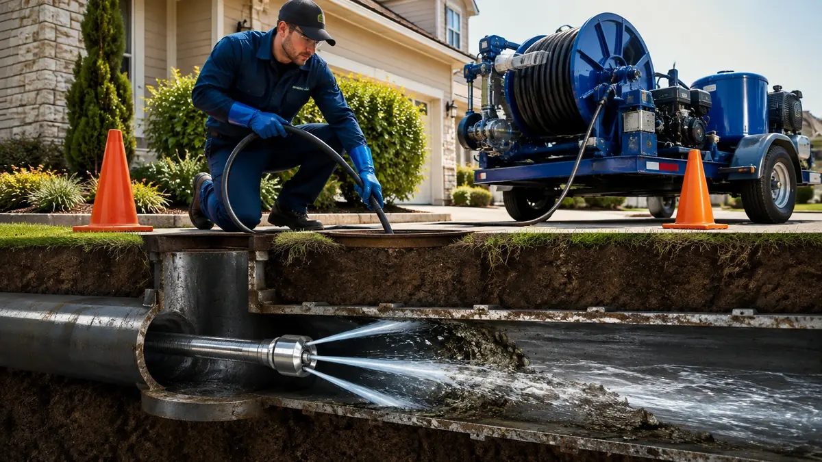 Main Sewer Line Hydro Jet Cleaning in Byron